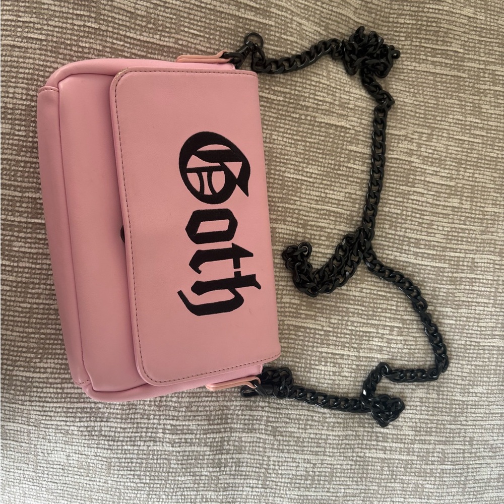 Pink Goth Crossbody Shoulder Bag with Black Chain